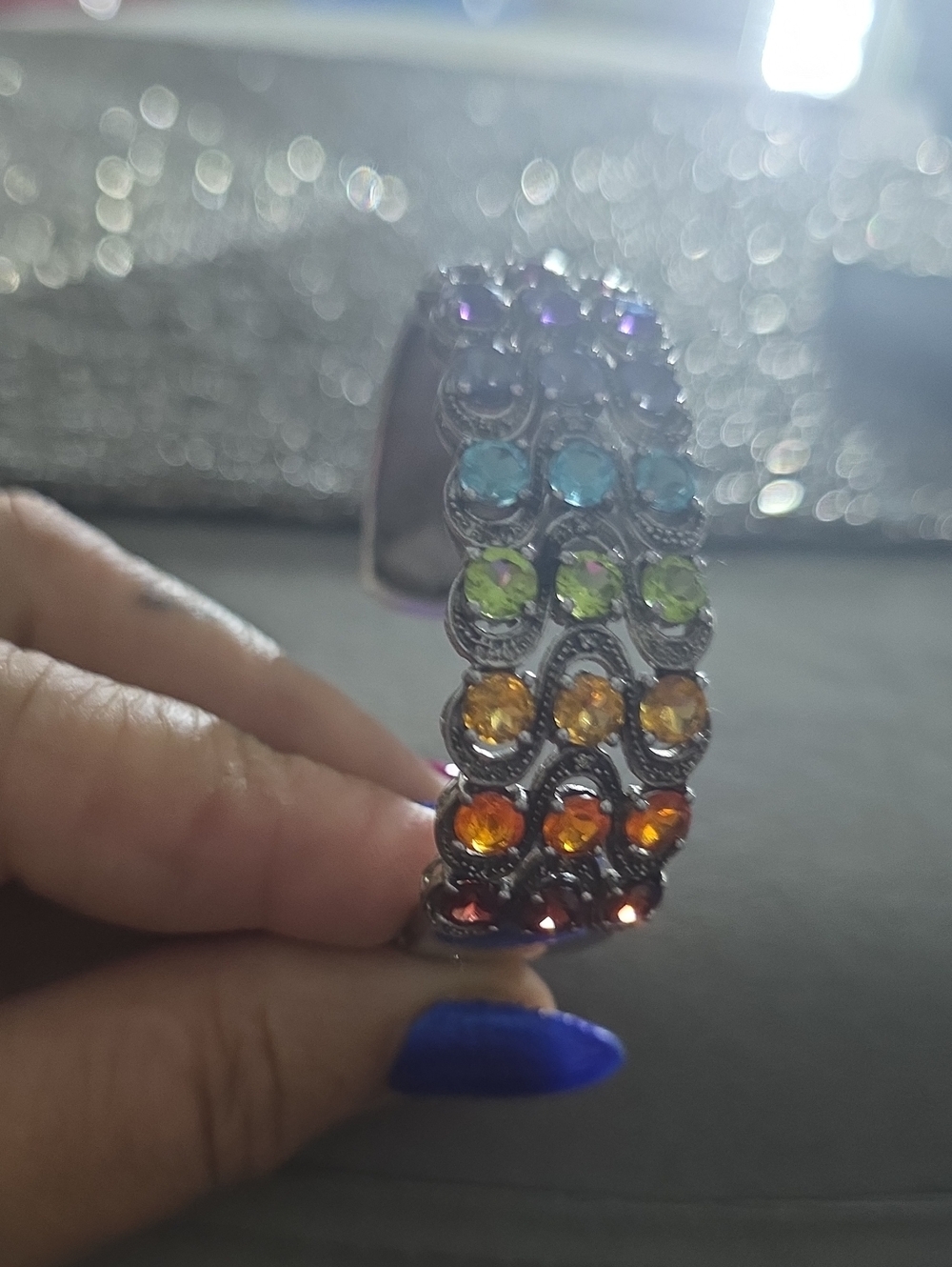 Multicolor Crystal Row Cuff Bracelet - Women's Jewelry